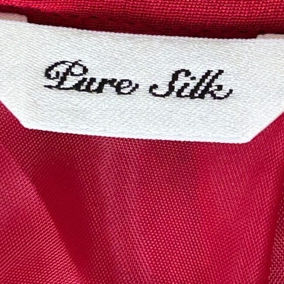 Talbots Vibrant Red Silk Midi Pencil Skirt w/ Side Slit Sz 12P - Picture 9 of 11